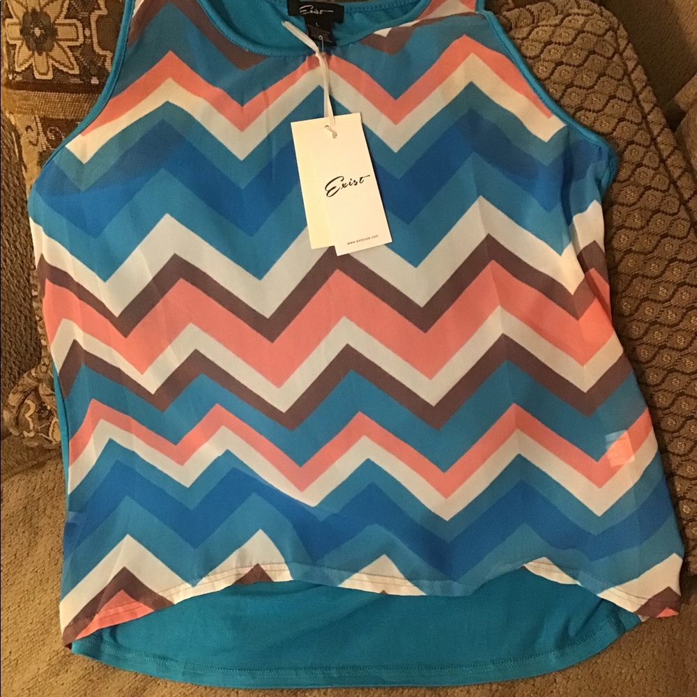 Women’s Exist Tank Top sz large New Ice Blue new w tag retails $40.00 Chevron